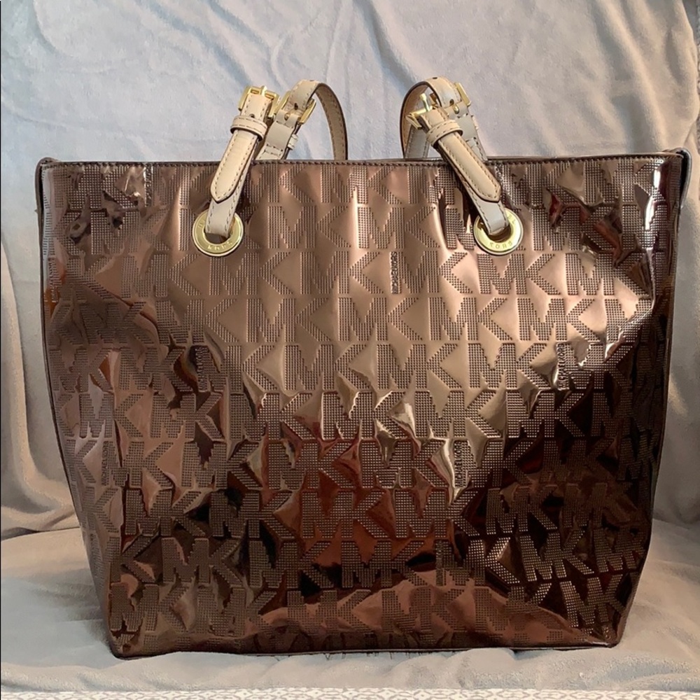 Michael Kors brown/copper mirrored tote